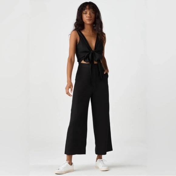 VETTA • The Apron Black 3-Way Tie Back Jumpsuit • Washed Black Grey Tencel • 0 - Picture 3 of 13